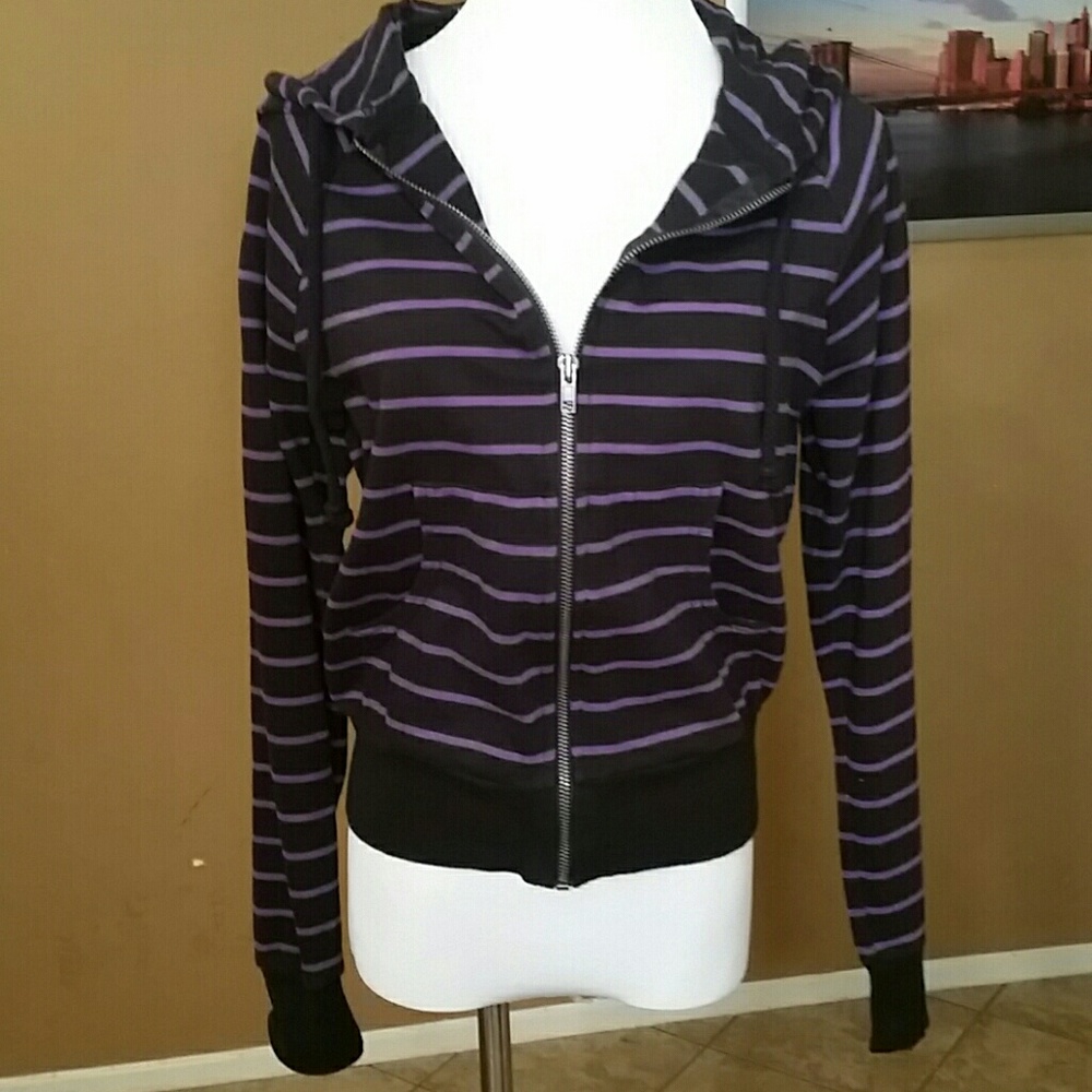 Black and Purple striped hoodie Forever 21